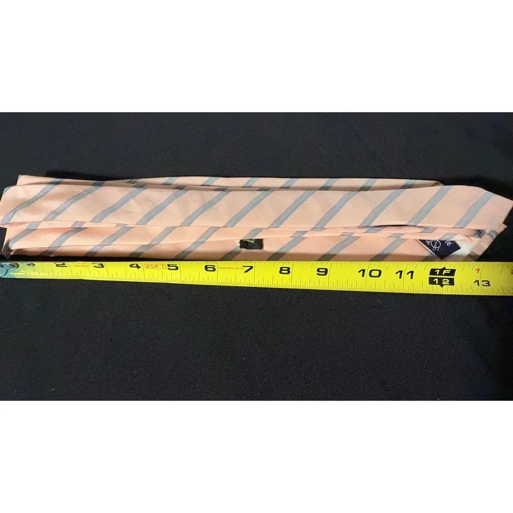 Learbury Briar Mens Pink Striped Silk Cotton Blend Oxford Necktie Hand Fashioned